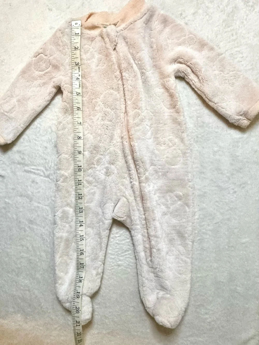 Disney Baby 3-6 month Plush Baby One-Piece Footed Romper in Light Cream
